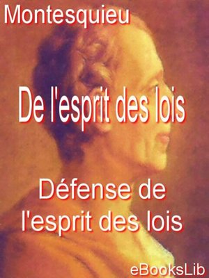 cover image of De l'esprit des lois - Défense de l'esprit des lois